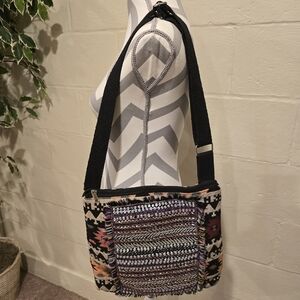 Coco + Carmen Crossbody Beaded Tribal Aztec Boho Adjustable Strap Multicolor.